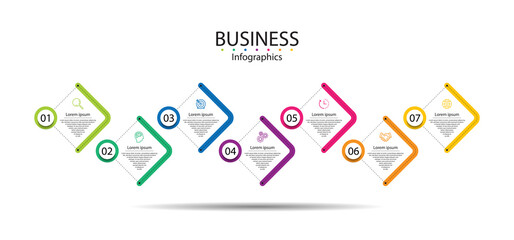 Presentation business infographic template colorful with 7 step