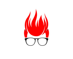 Geek boy with fire hairstyle