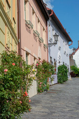 Rose Street in Banska Stiavnica, Slovakia. Unesco World Heritage Site.