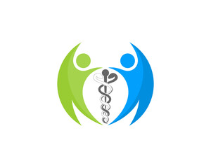 Healthy people with caduceus in the middle