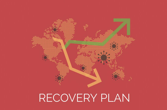 Business Recovery Plan Due To Covid-19 Pandemic. Concept Of Economic Crisis.