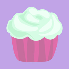 Vector cupcake illustration. Set of hand drawn cupcakes. Doodle cakes with cream and berries.