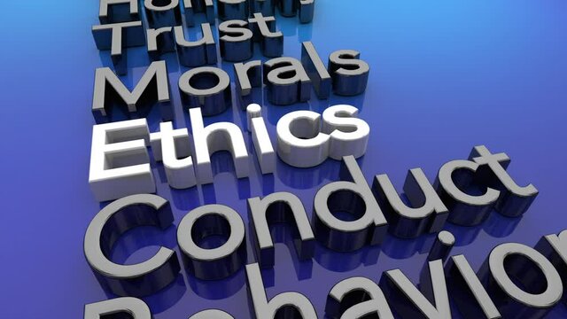 Ethics Values Morals Virtues Good Behavior Review Words 3d Animation