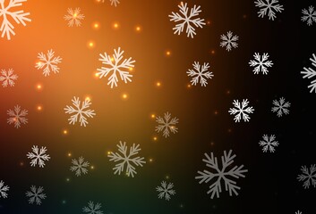 Naklejka na ściany i meble Dark Orange vector texture with colored snowflakes, stars.