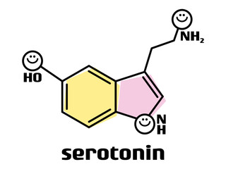セトロニン分子のベクトル図_図形カラー