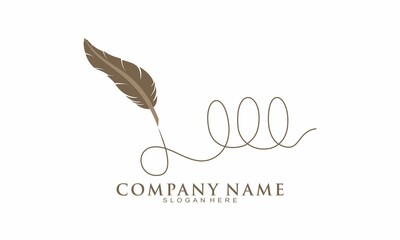 Creative feather pen elegant logo