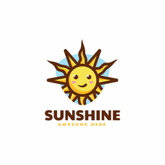 Vector Logo Illustration Sunshine Simple Mascot Style.