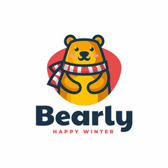 Vector Logo Illustration Bear Mascot Cartoon Style.