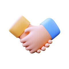 3d illustration of shaking hands on white background.Suitable for ui ux design.