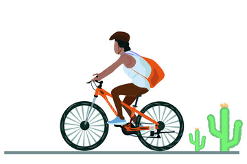 A young boy riding bicycles outdoor activities and healthy lifestyle vector illustration.