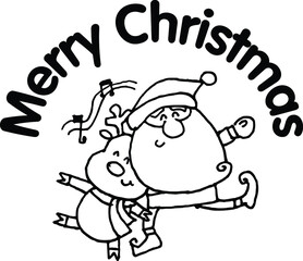 Vector illustration cartoon Santa Claus Christmas card series