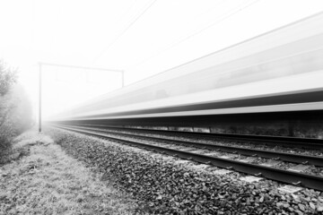 Foggy morning whit train