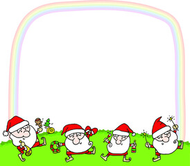 Vector illustration cartoon Santa Claus snowman Christmas card frame series