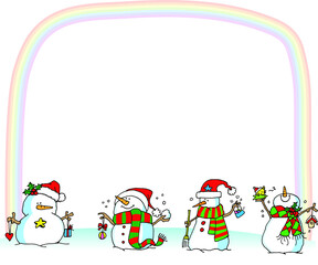 Vector illustration cartoon Santa Claus snowman Christmas card frame series