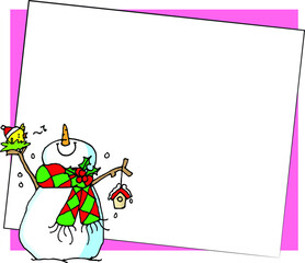 Vector illustration cartoon Santa Claus snowman Christmas card frame series