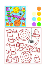 Halloween candy coloring page
