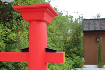 Japanese style red brick pillars