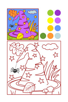 Halloween witch hat coloring page
