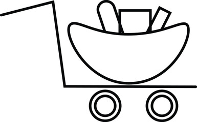 Shopping cart icon in flat style. Trolley vector illustration on white isolated background