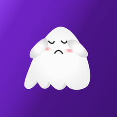 Sad cute ghost in halloween party