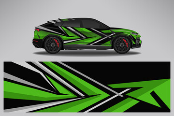 Wrap car vector design decal. Graphic abstract line racing background design for vehicle, race car, rally, adventure livery camouflage.