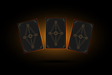 Three floating tarot cards predict yourself with a shining light