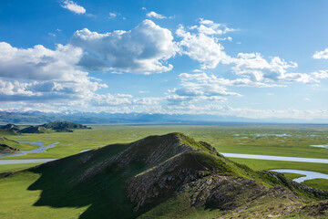 Bayinbuluke grassland natural scenery in Xinjiang,China.