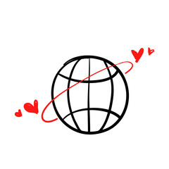 Fototapeta premium hand drawn long distance relationship icon concept illustration vector