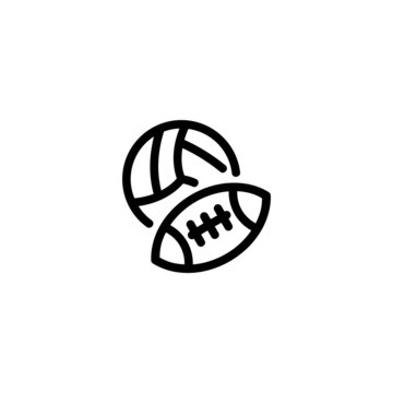 Volley Ball and American Football Sport Monoline Symbol Icon Logo for Graphic Design, UI UX, Game, Android Software, and Website.