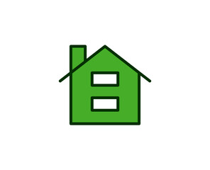 Green house flat icon. Single high quality outline symbol for web design or mobile app.  House thin line signs for design logo, visit card, etc. Outline pictogram EPS10