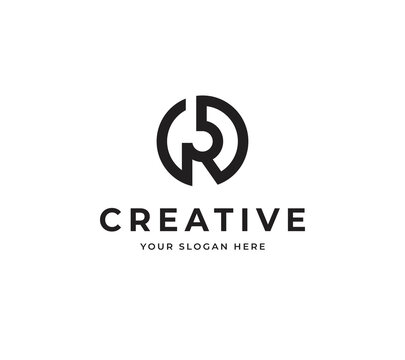 Letter R crane vector logo design, Creative minimalist abstract logo symbol