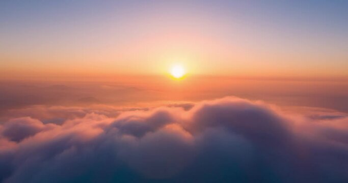 Timelapse sunrise with fog and cloud above mountain