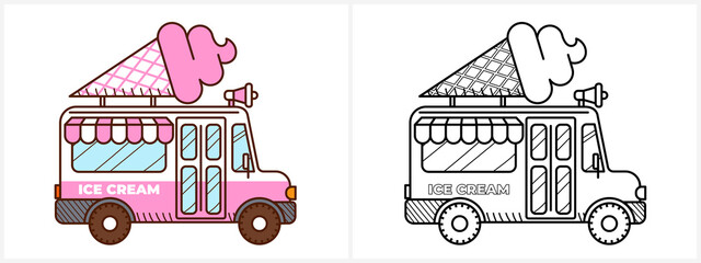 Ice cream van coloring page for kids - 457961063