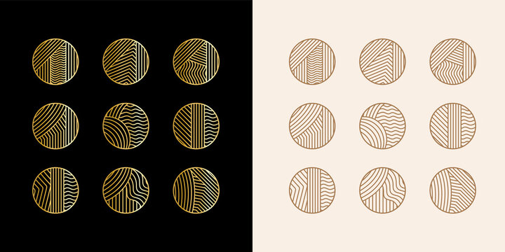 Golden Big Collection Of Abstract Line Instagram Story Highlights Gold Icons For Social Media Premium Vector