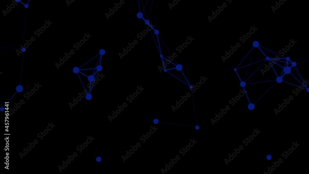 Poster abstract polygonal blue wireframe network background - connectivity or networking concept