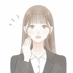 驚いているスーツを着た女性