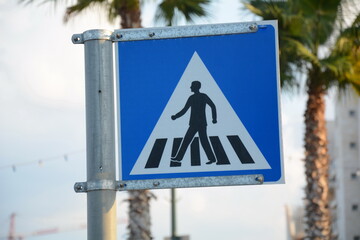 Israel pedestrian crossing sign. Road signs in Israel