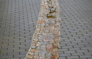 drainage of the concrete floor in the forest beige color transverse cobblestone gutter drain the...