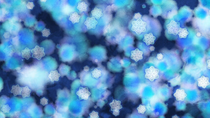 雪の結晶　絵の具が滲む水彩風背景