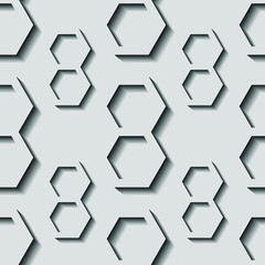 Polygons with shadow on a gray background, 3d texture for design, wallpaper for home, seamless pattern, vector illustration