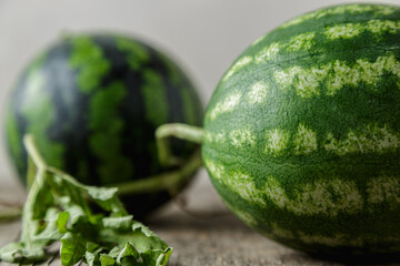Waterelon, honey watermelon on wooden table background.