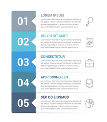 Infographic template with 5 steps, workflow, process chart - obrazy, fototapety, plakaty