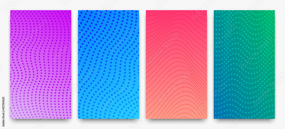 Poster set of halftone gradient backgrounds with dots