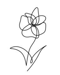 Abstract line drawing flower, isolated on white background. Vector