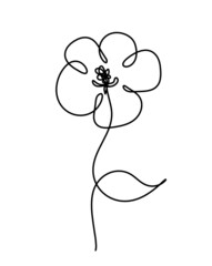 Abstract line drawing flower, isolated on white background. Vector
