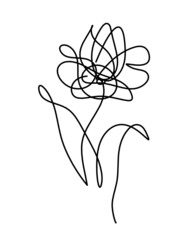 Abstract line drawing flower, isolated on white background. Vector