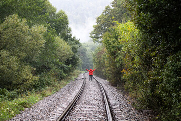 Fototapeta premium Healing power of nature. Contemplation in forest.