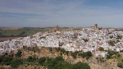 Fototapeta na wymiar Aerial view over Puente Nuevo Ronda Town, SpainRonda is a town in the Spanish province of Málaga, drone, 2021 