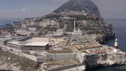 Aerial view over Gibraltar Rock with lighthouse
drone view from Gibraltar Rock, 2021
