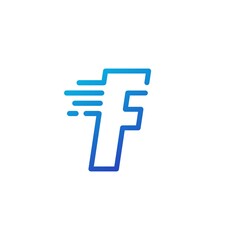 f letter dash fast quick digital mark line outline logo vector icon illustration